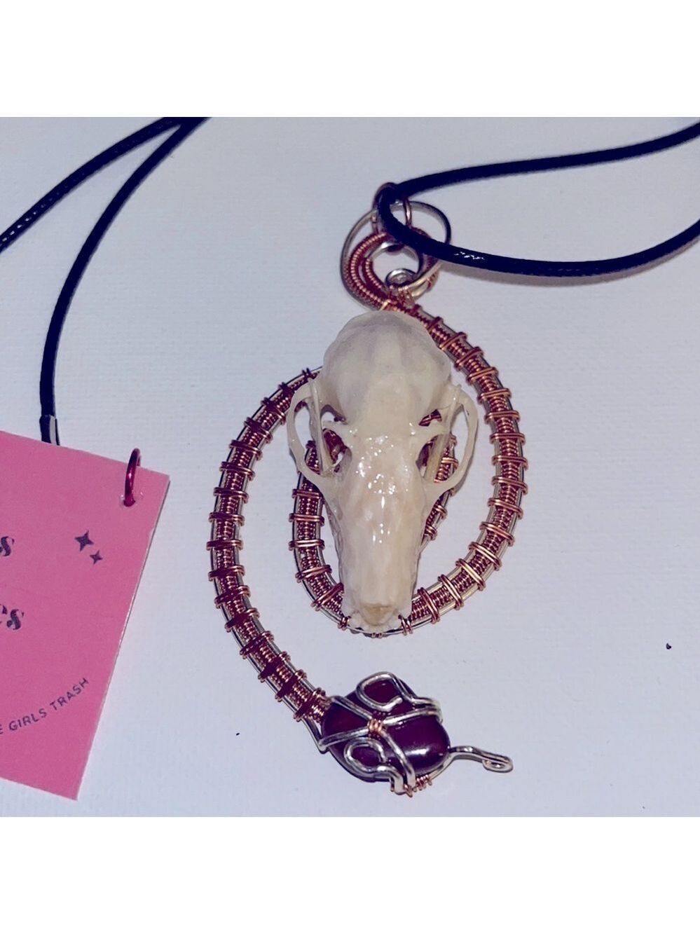 SNAKE Wire Wrapped Bat Necklace Handmade Vintage Upcycled - Picture 2 of 6